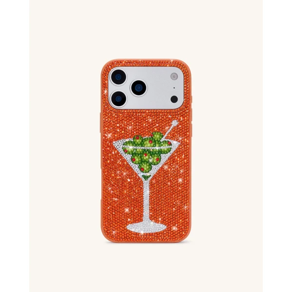 JW PEI Olive Martini Artificial Crystal Phone Case in Orange | Phone Cases | Luxury Shoes 