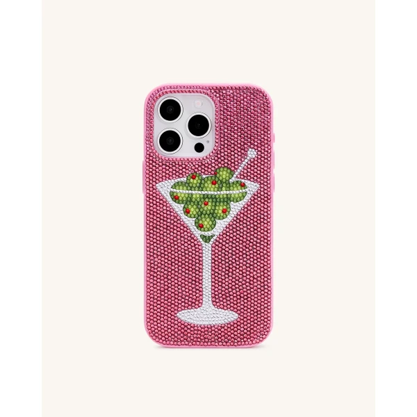 JW PEI Olive Martini Artificial Crystal Phone Case in Pink | Phone Cases | Luxury Shoes 