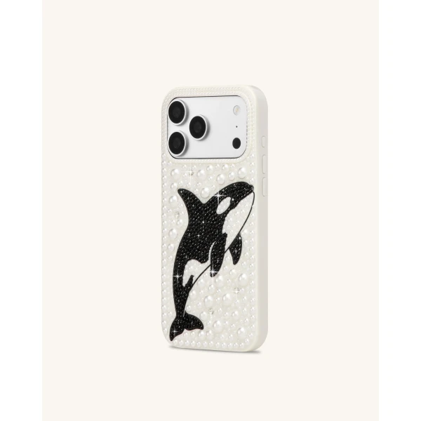 JW PEI Orca Pearl Embellished Phone Case in White | Phone Cases | Luxury Shoes 