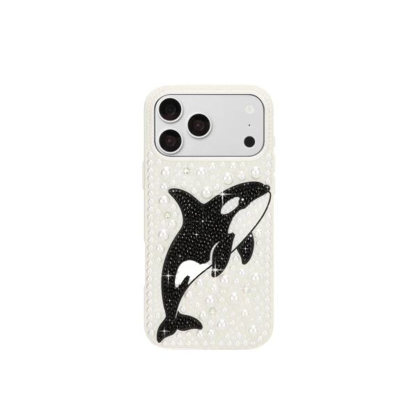 JW PEI Orca Pearl Embellished Phone Case in White | Phone Cases | Luxury Shoes 