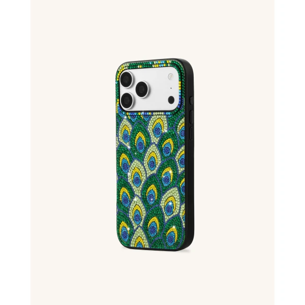 JW PEI Peacock Feather Rhinestone Phone Case in Green | Phone Cases | Luxury Shoes 