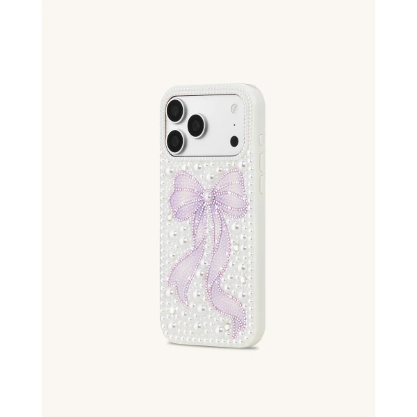 JW PEI Pearl Artificial Crystal Bow Phone Case in White | Phone Cases | Luxury Shoes 