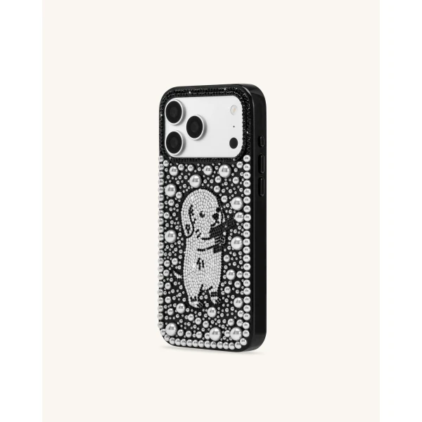 JW PEI Pearl Artificial Crystal Puppy Phone Case in Black | Phone Cases | Luxury Shoes 