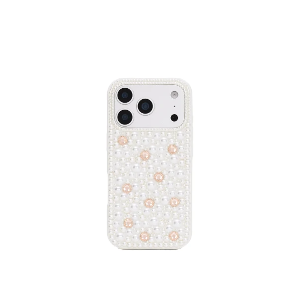 JW PEI Pearl Embellished Phone Case in White | Phone Cases | Luxury Shoes 