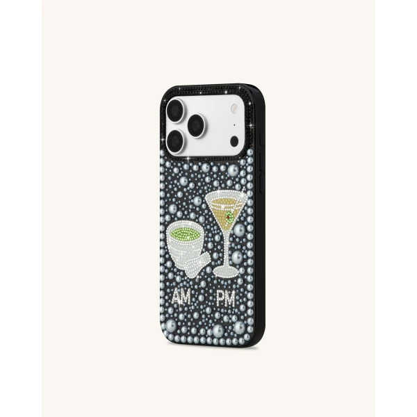 JW PEI Pearl Martini Embellished Phone Case in Black | Phone Cases | Luxury Shoes 