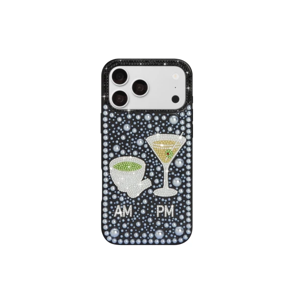 JW PEI Pearl Martini Embellished Phone Case in Black | Phone Cases | Luxury Shoes 