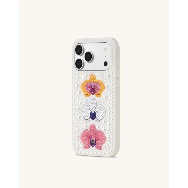 JW PEI Pearl Orchid Floral Phone Case in White | Phone Cases | Luxury Shoes 