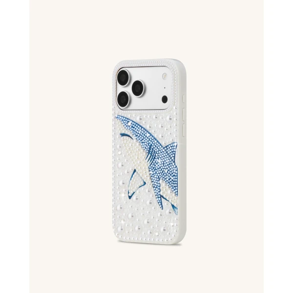 JW PEI Pearl Shark Artificial Crystal Phone Case in White | Phone Cases | Luxury Shoes 