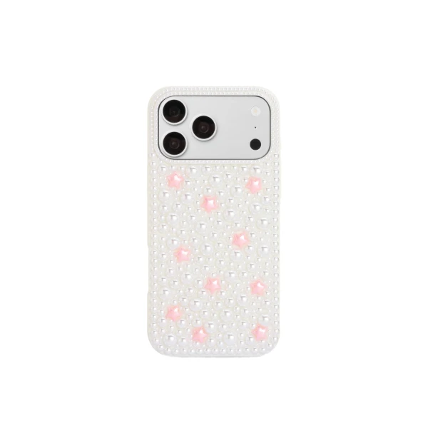 Pearl Star Embellished Phone Case in White