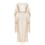 JW PEI Pearl-Trimmed Cape Sleeve Boat Neck Maxi Gown in Cream | Evening Gowns | Luxury Shoes 