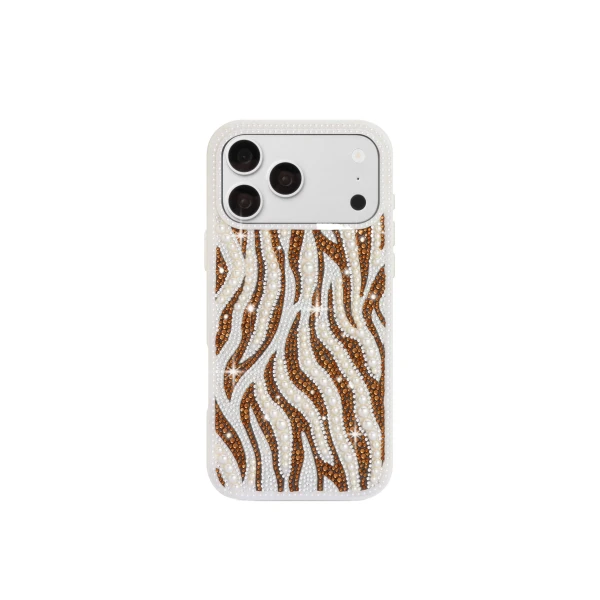 JW PEI Pearl Zebra Stripe Artificial Crystal Phone Case in White | Phone Cases | Luxury Shoes 