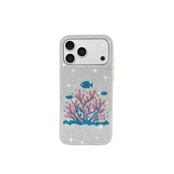 JW PEI Pink Coral Artificial Crystal Phone Case in White | Phone Cases | Luxury Shoes 