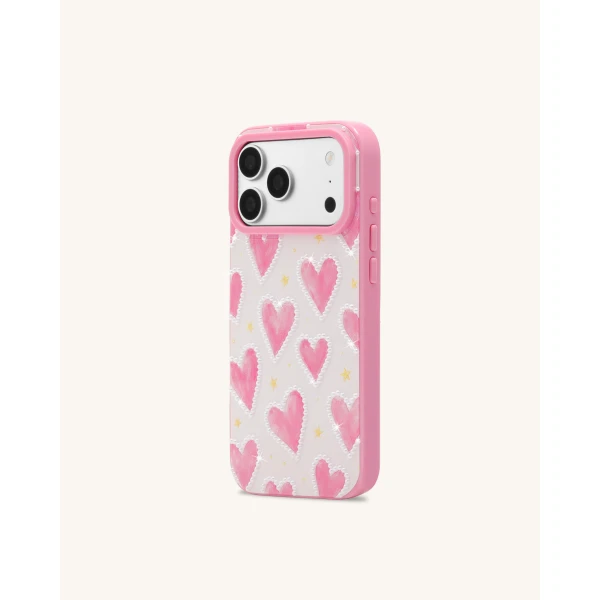 JW PEI Pink Heart Pattern Phone Case in Pink | Phone Cases | Luxury Shoes 