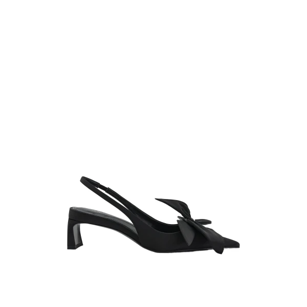 JW PEI Queena Floral Appliques Slingback Pumps in Black | Heels | Luxury Shoes 