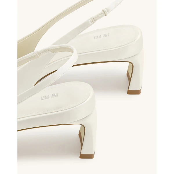 JW PEI Queena Floral Appliques Slingback Pumps in Ivory White | Heels | Luxury Shoes 