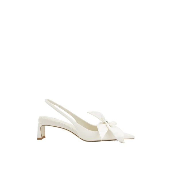 JW PEI Queena Floral Appliques Slingback Pumps in Ivory White | Heels | Luxury Shoes 