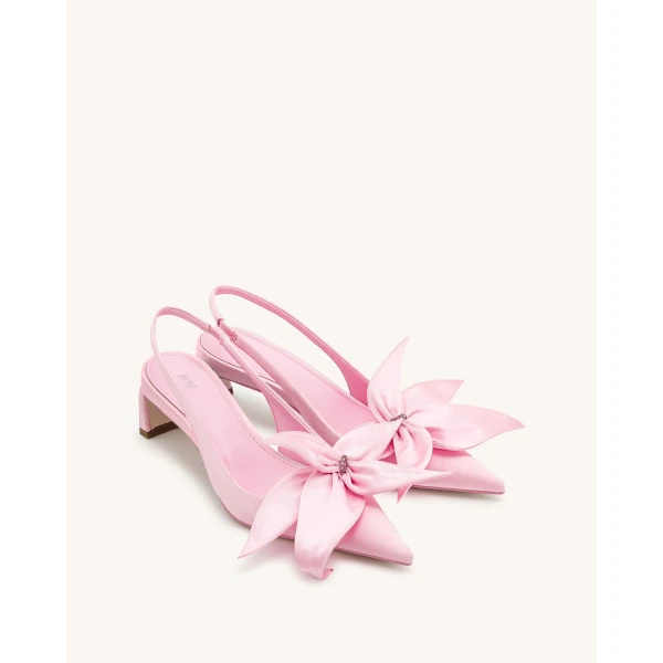 JW PEI Queena Floral Appliques Slingback Pumps in Pink | Heels | Luxury Shoes 