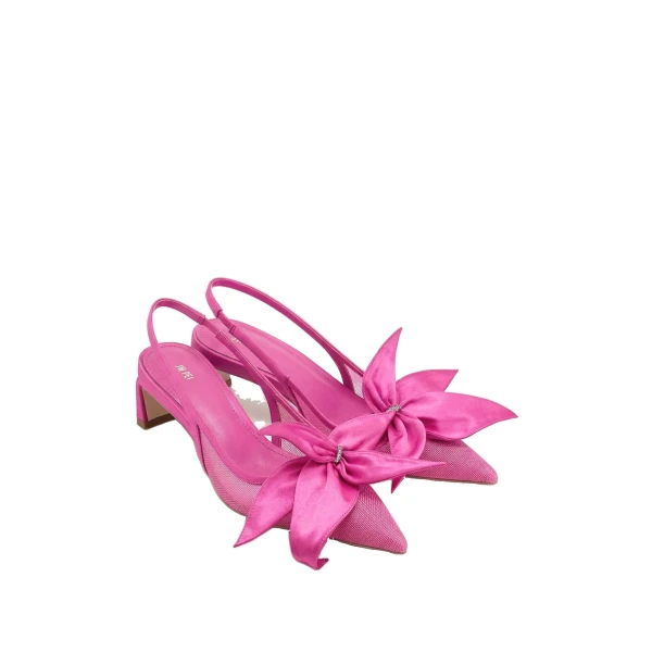 JW PEI Queena Floral Appliques Slingback Pumps in Rose Pink | Heels | Luxury Shoes 