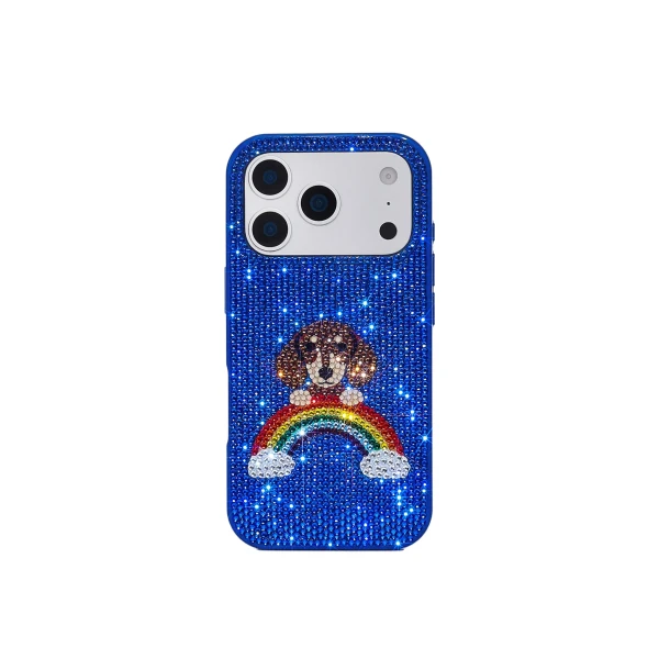 JW PEI Rainbow Dog Artificial Crystal Phone Case in Blue | Phone Cases | Luxury Shoes 