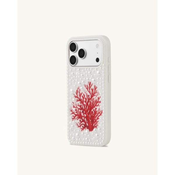 JW PEI Red Coral Pearl Phone Case in White | Phone Cases | Luxury Shoes 