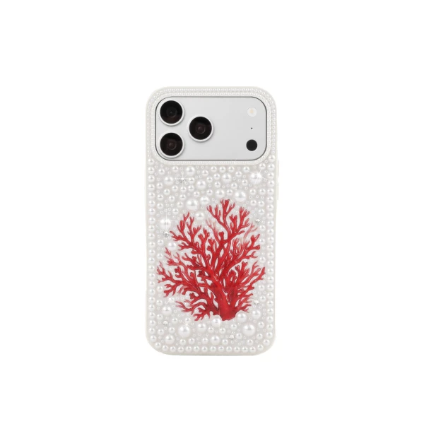 JW PEI Red Coral Pearl Phone Case in White | Phone Cases | Luxury Shoes 