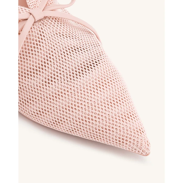 JW PEI Reilly Fishnet Ballerina Flats in Pink Beige | Flats | Luxury Shoes 