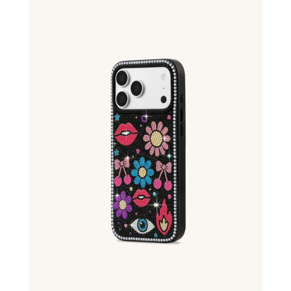 JW PEI Retro Icon Artificial Crystal Phone Case in Black | Phone Cases | Luxury Shoes 