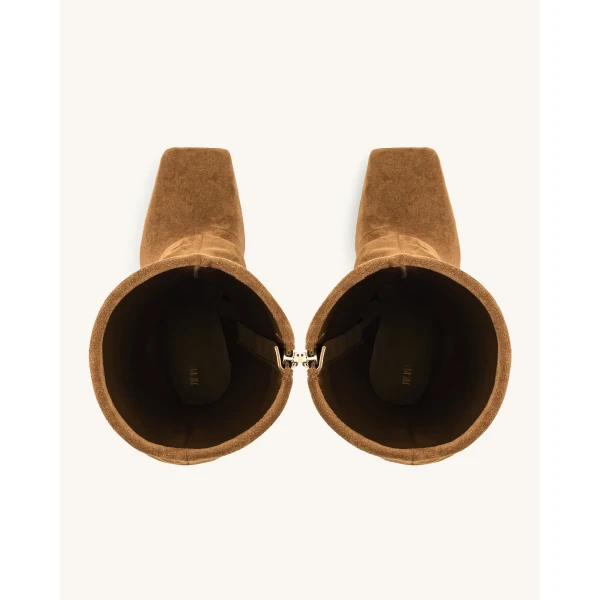 JW PEI Reyna Square Toe Platform Knit Boots in Brown | Boots | Luxury Shoes 