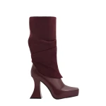 JW PEI Reyna Square Toe Platform Knit Boots in Claret Red | Boots | Luxury Shoes 