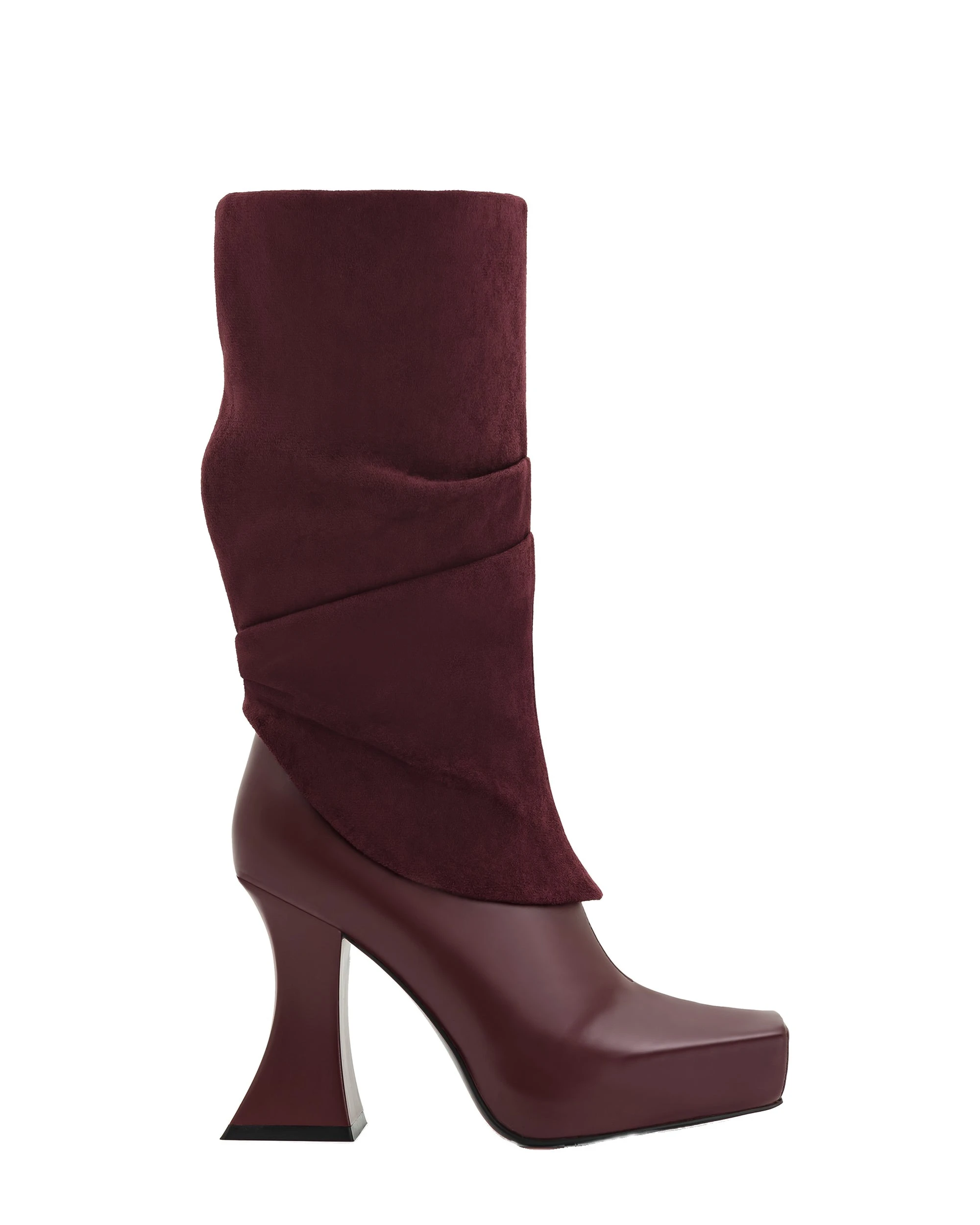 JW PEI Reyna Square Toe Platform Knit Boots in Claret Red JW PEI Reyna Square Toe Platform Knit Boots in Claret Red | Boots | Luxury Shoes