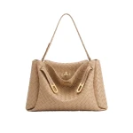 JW PEI Rhea Large Woven Textured Shoulder Bag in Light Apricot | Shoulder & Crossbody Bags | Luxury Shoes 