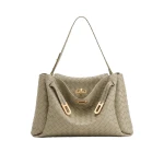 JW PEI Rhea Large Woven Textured Shoulder Bag in Light Grey Green | Shoulder & Crossbody Bags | Luxury Shoes 