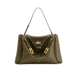 JW PEI Rhea Large Woven Textured Shoulder Bag in Olive Green | Shoulder & Crossbody Bags | Luxury Shoes 