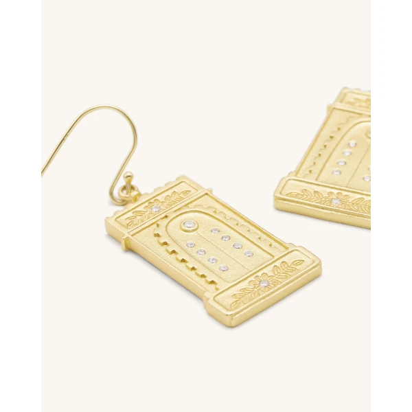 JW PEI Roman Arch Earrings in 18ct Gold Plated & White Zircon | Jewelry | Luxury Shoes 