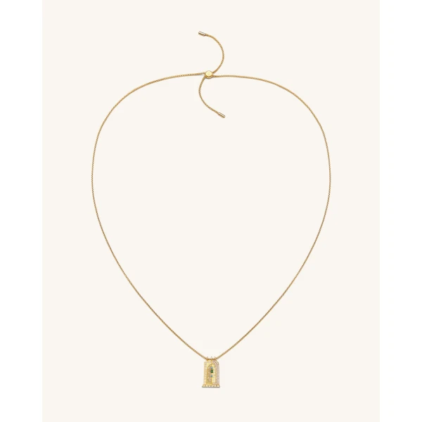 JW PEI Roman Small Arch Pendant Necklace in 18ct Gold Plated & Multicolor Zircon | Jewelry | Luxury Shoes 