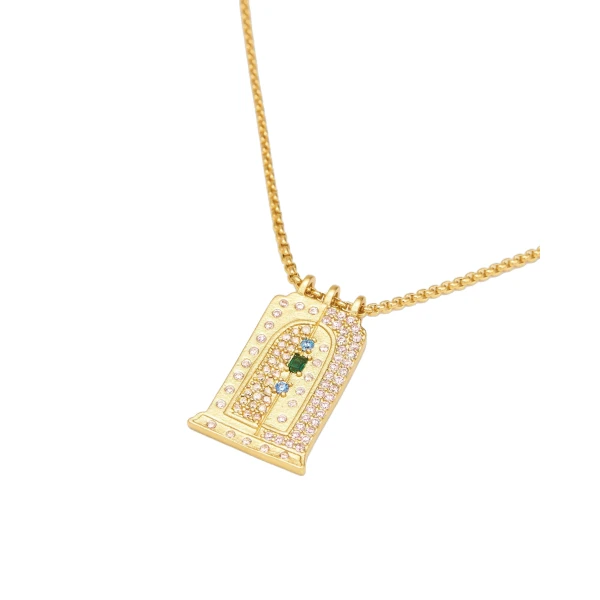 JW PEI Roman Small Arch Pendant Necklace in 18ct Gold Plated & Multicolor Zircon | Jewelry | Luxury Shoes 