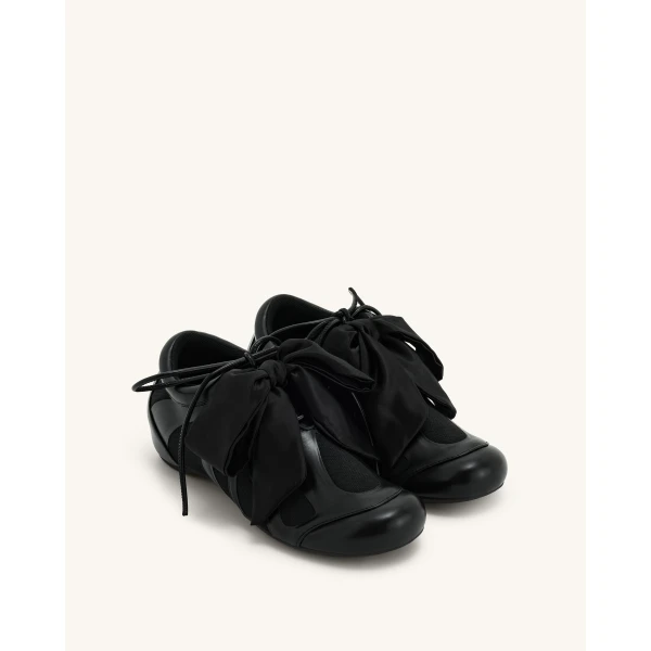 JW PEI Rosie Bow Tie Low Top Sneakers in Black | Sneakers | Luxury Shoes 