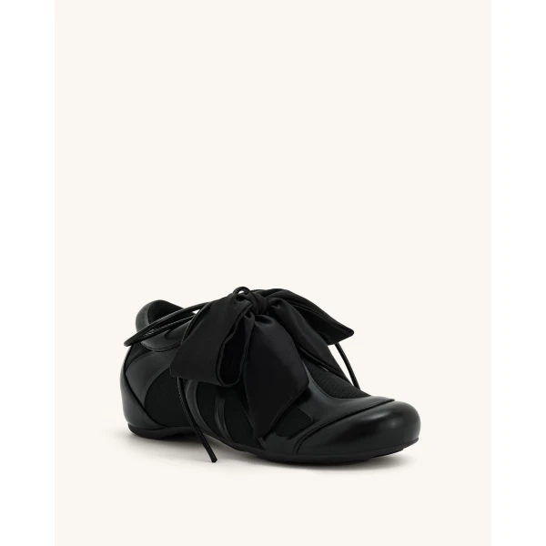 JW PEI Rosie Bow Tie Low Top Sneakers in Black | Sneakers | Luxury Shoes 