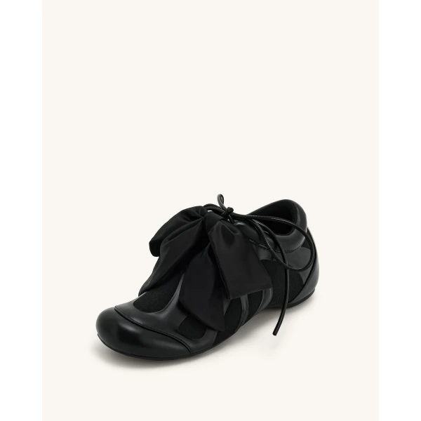JW PEI Rosie Bow Tie Low Top Sneakers in Black | Sneakers | Luxury Shoes 