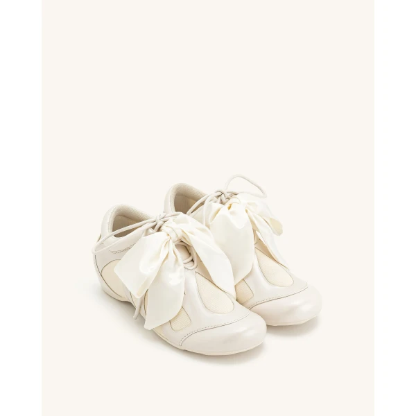 JW PEI Rosie Bow Tie Low Top Sneakers in White | Sneakers | Luxury Shoes 