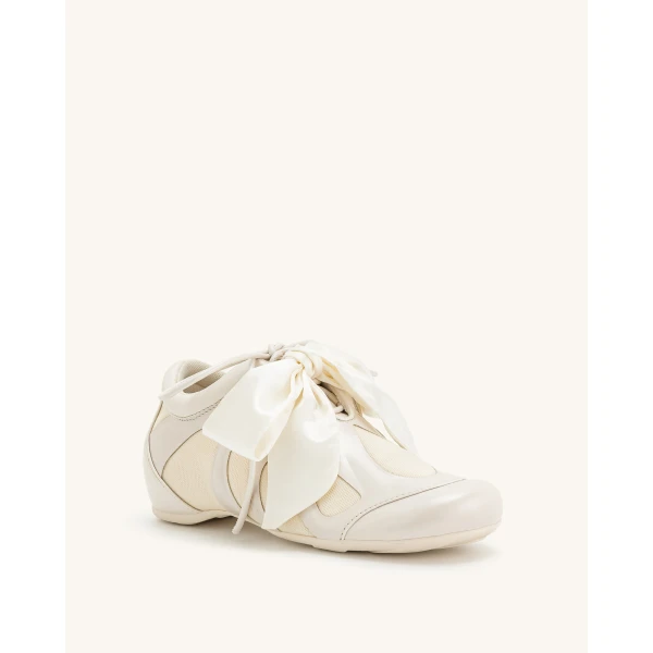 JW PEI Rosie Bow Tie Low Top Sneakers in White | Sneakers | Luxury Shoes 