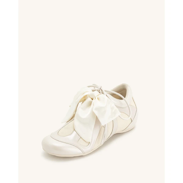 JW PEI Rosie Bow Tie Low Top Sneakers in White | Sneakers | Luxury Shoes 