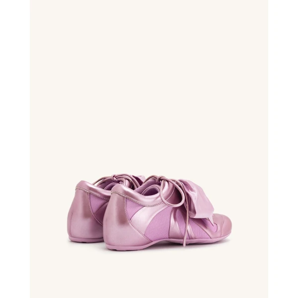 JW PEI Rosie Metallic Bow Tie Low Top Sneakers in Pink | Sneakers | Luxury Shoes 