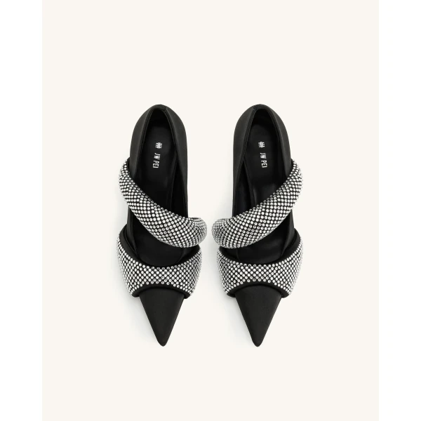JW PEI Sara Artificial Crystal Pumps in Black | Heels | Luxury Shoes 
