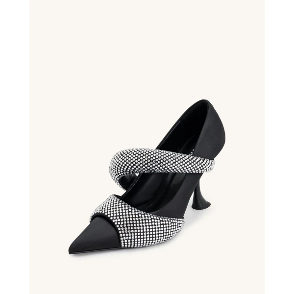 JW PEI Sara Artificial Crystal Pumps in Black | Heels | Luxury Shoes 