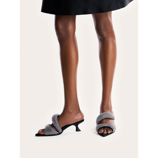 JW PEI Sara Mule Artificial Crystal in Black | Mules | Luxury Shoes 