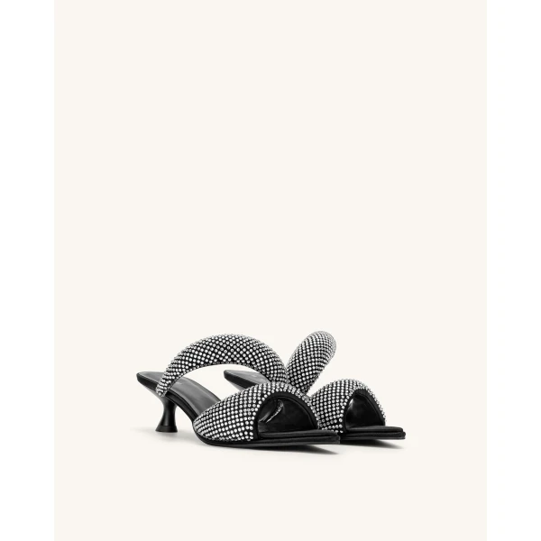 JW PEI Sara Mule Artificial Crystal in Black | Mules | Luxury Shoes 