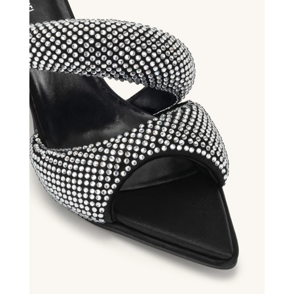 JW PEI Sara Mule Artificial Crystal in Black | Mules | Luxury Shoes 