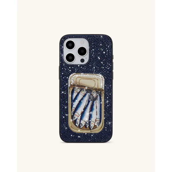 JW PEI Sardine Tin Artificial Crystal Phone Case in Blue | Phone Cases | Luxury Shoes 