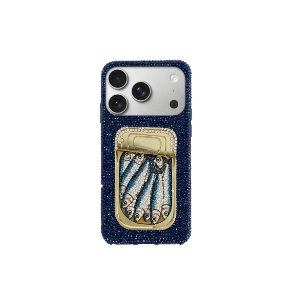 JW PEI Sardine Tin Artificial Crystal Phone Case in Blue | Phone Cases | Luxury Shoes 